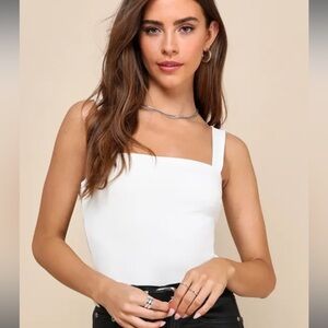 NWOT Lulus White Squareneck Bodysuit